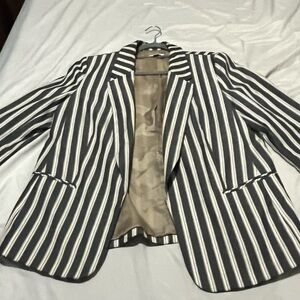 Bar III Striped Gray and White Women's Blazer